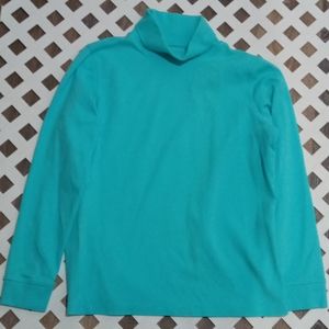 L.L. Bean Blue Turquoise Interlock Turtleneck